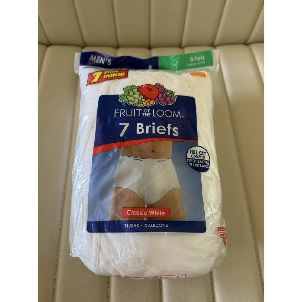 7 Pack Fruit of the Loom Size XL 42-44 Men's White Briefs Vintage 2009 NOS